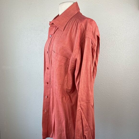 Linea Dome Chemise Burnt Orange Button Down Shirt Size XL EUC - Picture 3 of 6